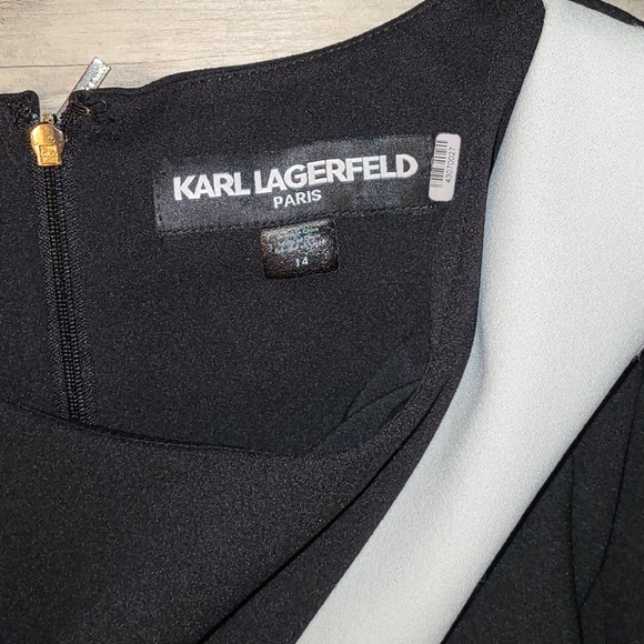 Karl Lagerfeld Paris black midi dress with ruffle - Picture 2 of 7